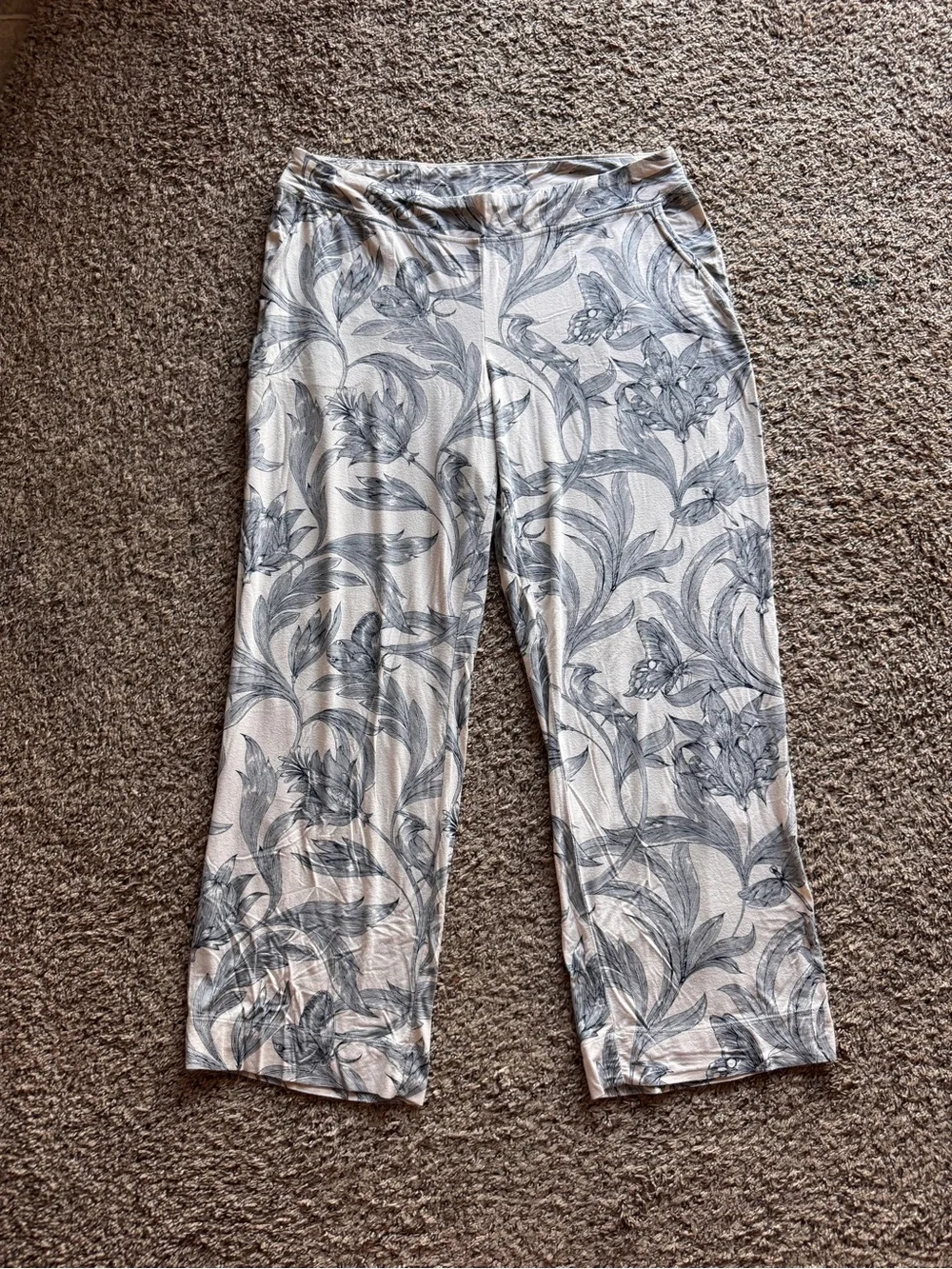 Soma Cool Nights Printed Blue White Cozy Pajama Set Women's Large
